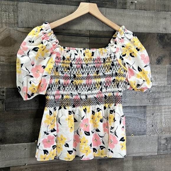 Kate Spade Lily Blooms Puff-sleeve Top - Picture 2 of 7